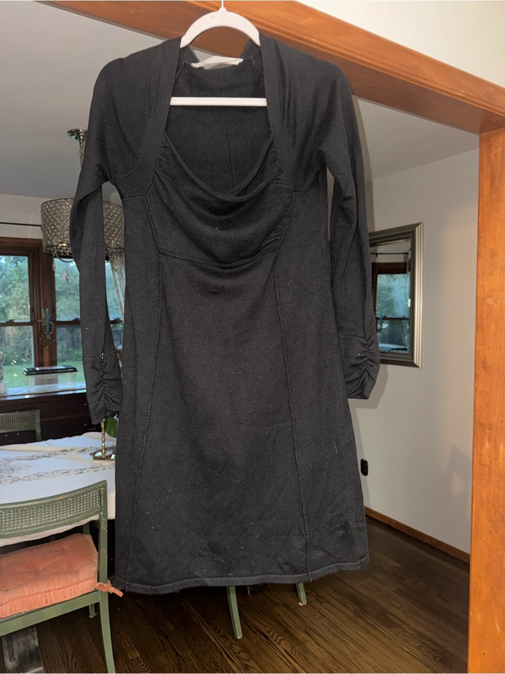 Athleta Black Long Sleeve Cowl Neck Sweater Dress